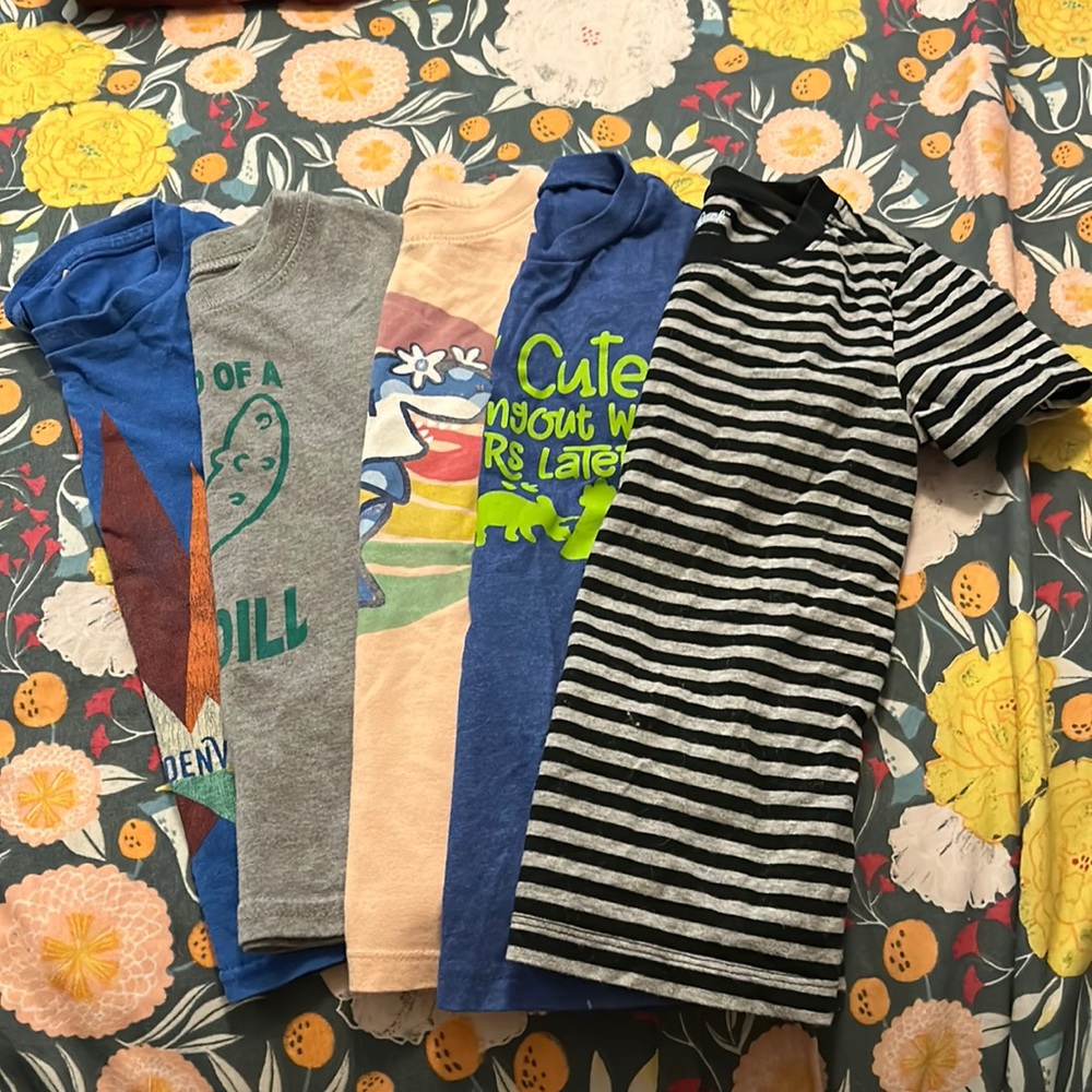 Bundle of 5 short sleeve tees. Sizes 3t and 4t